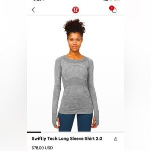 COPY - LULULEMON swiftly tech long sleeve shirt 2.0